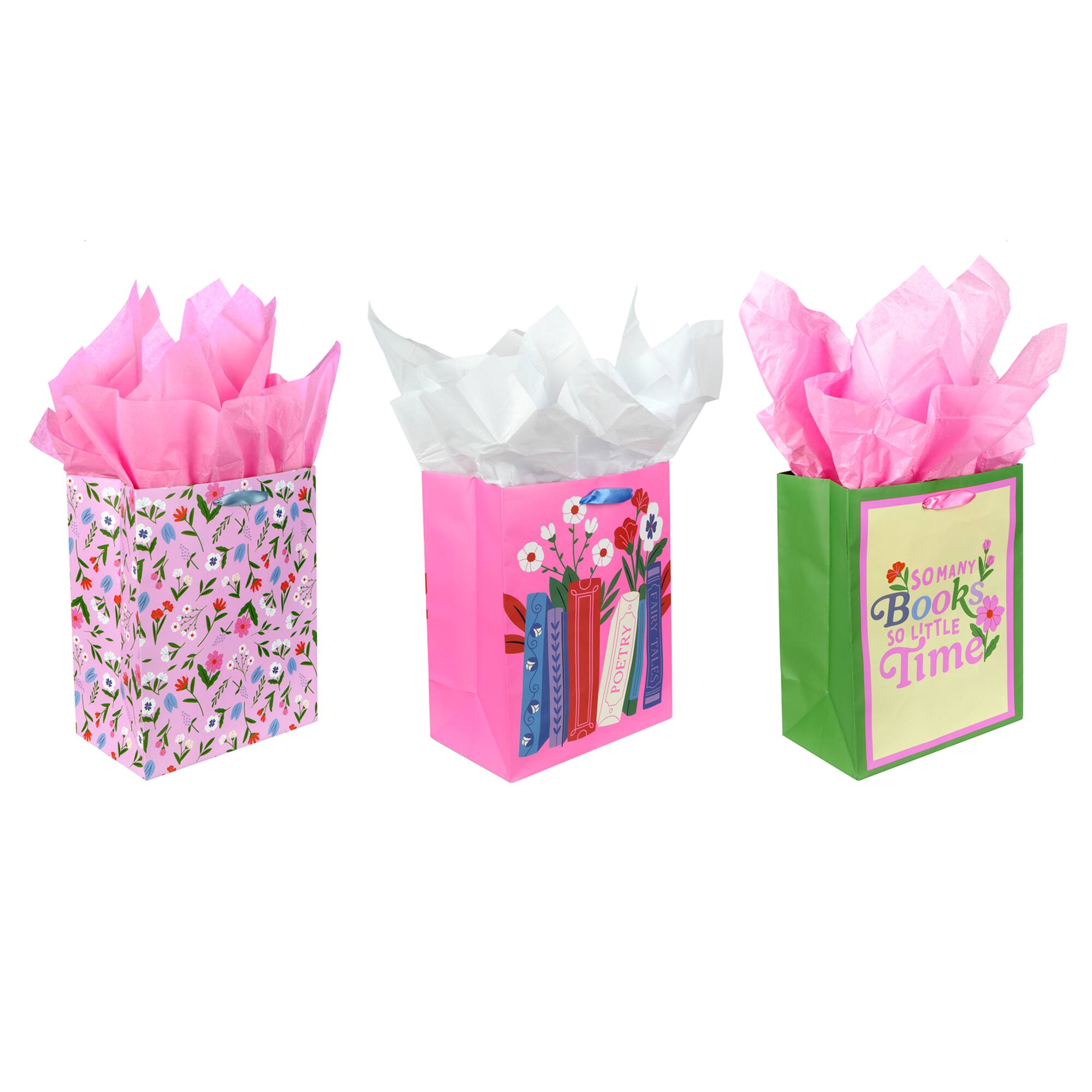 Assorted Bookish Gift Bag with Tissue Set, 1pc. by Fab Finds